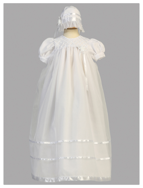 Embroidered organza long gown - size 12m