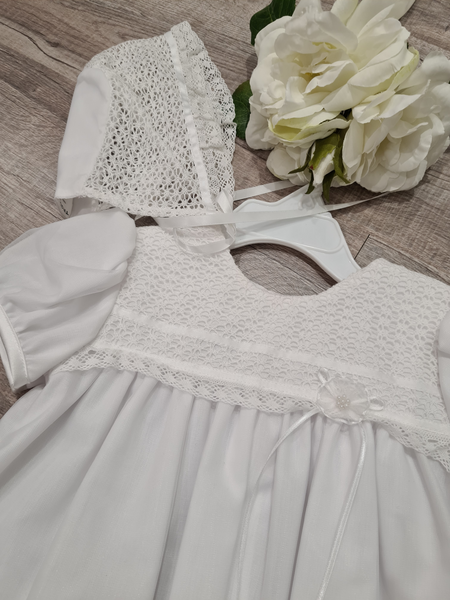 Tricot Overlay Christening Baptism Gown - Size 18m