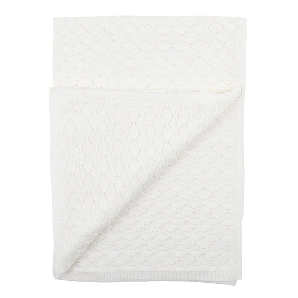IVORY KNITTED POINTELLE BLANKET