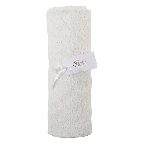IVORY KNITTED POINTELLE BLANKET