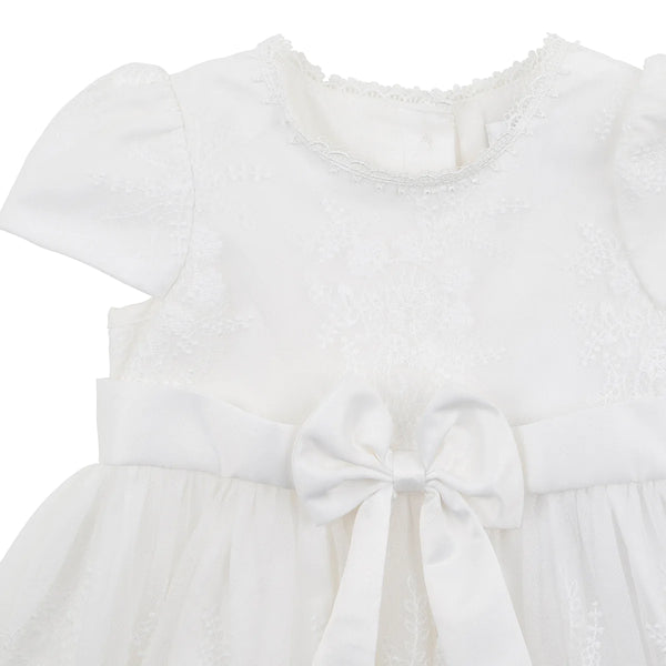 OPEN BACK CHRISTENING DRESS WITH BLOOMERS AND BONNET
