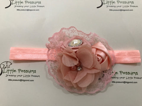 Cluster Flowers And Lace Diamante Headband