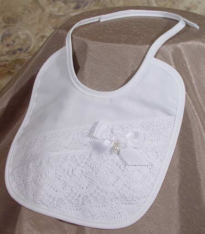 Girl’s Cotton Bib with Cluny Trim