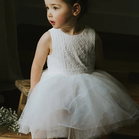 EMBROIDERED SLEEVELESS ORGANZA DRESS